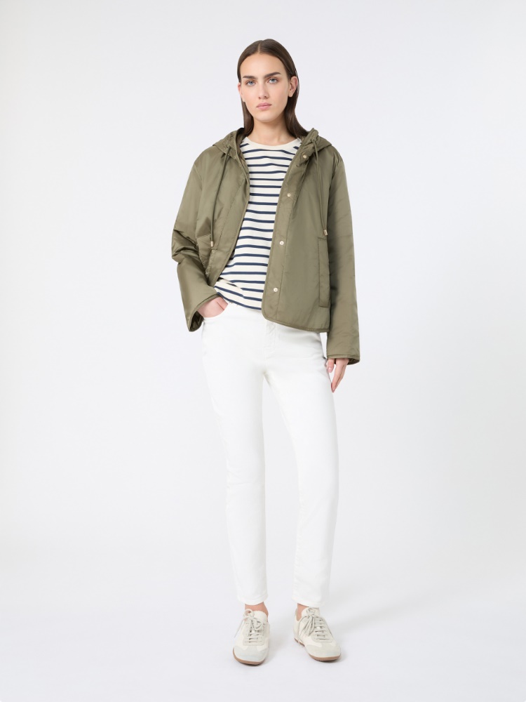 Padded, hooded jacket in water-repellent canvas - MUD - 1