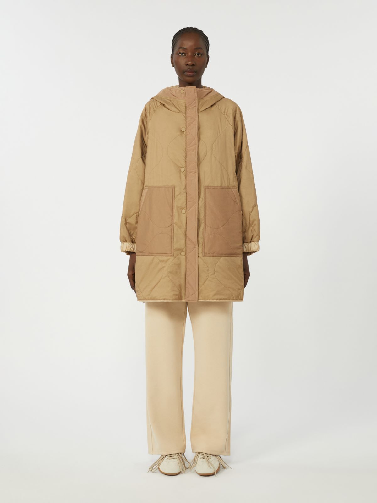 Reversible padded parka in water-repellent canvas - BEIGE - Max Mara - 5