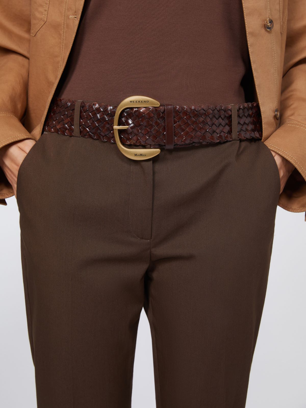 Braided leather belt - DARK BROWN - Max Mara - 8