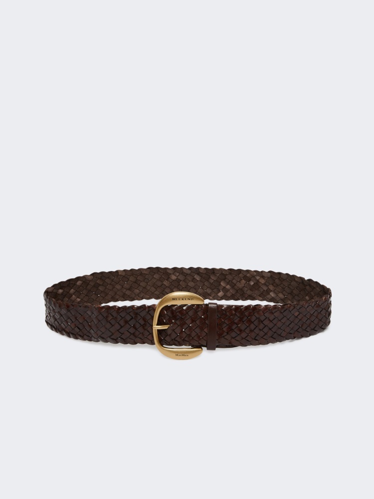 Braided leather belt - DARK BROWN - Max Mara