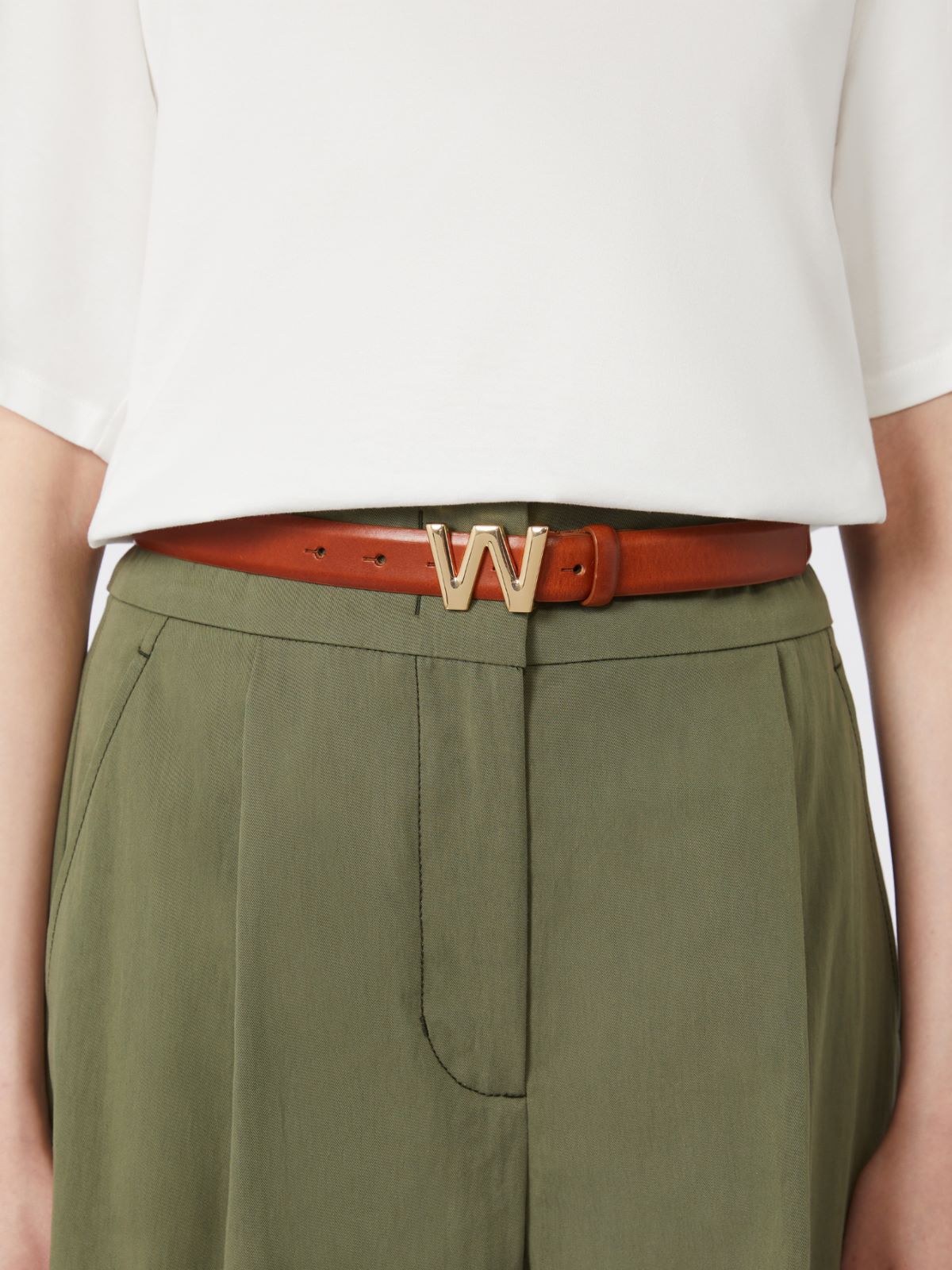 Leather belt with logo buckle - TOBACCO - Max Mara - 8