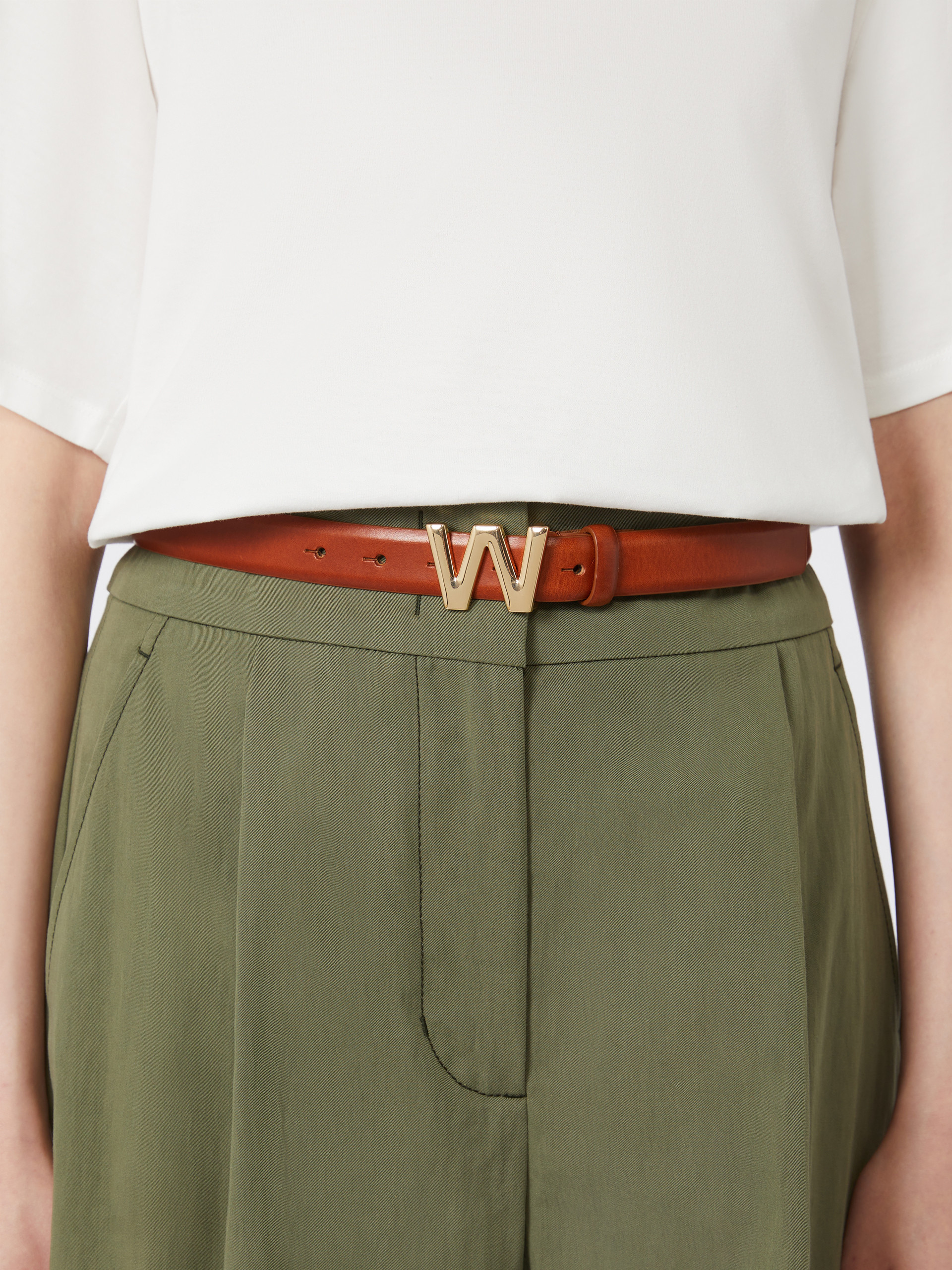 Leather belt with logo buckle - TOBACCO - Max Mara - 3