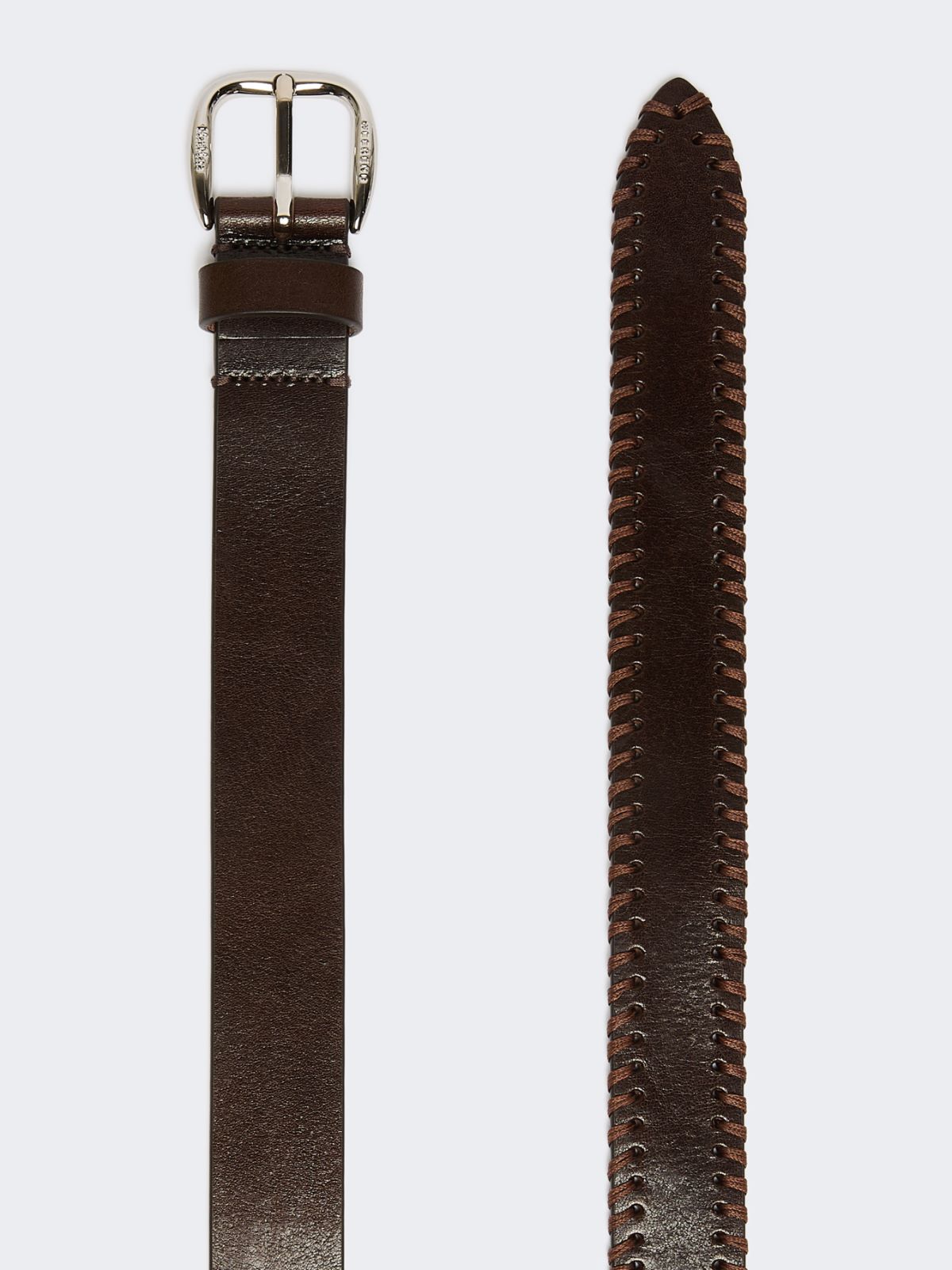 Leather belt with tip - DARK BROWN - Max Mara - 2