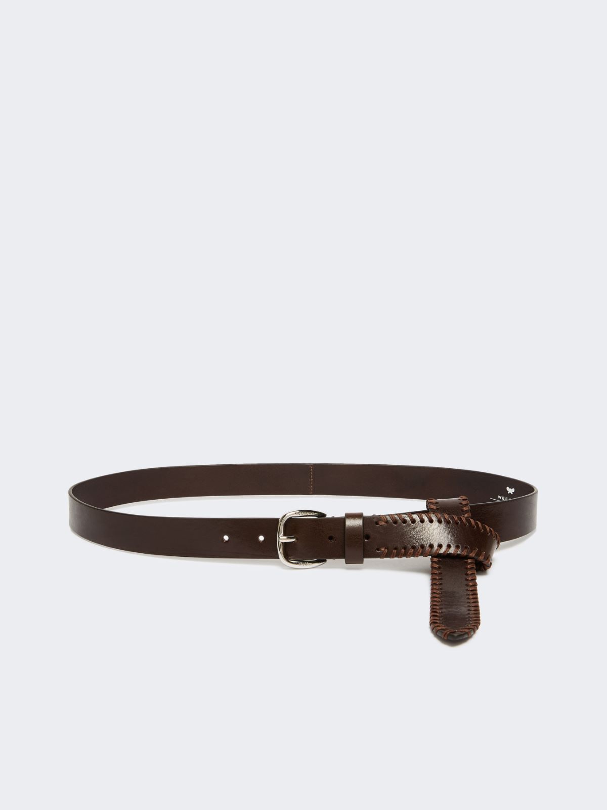 Leather belt with tip - DARK BROWN - Max Mara - 2