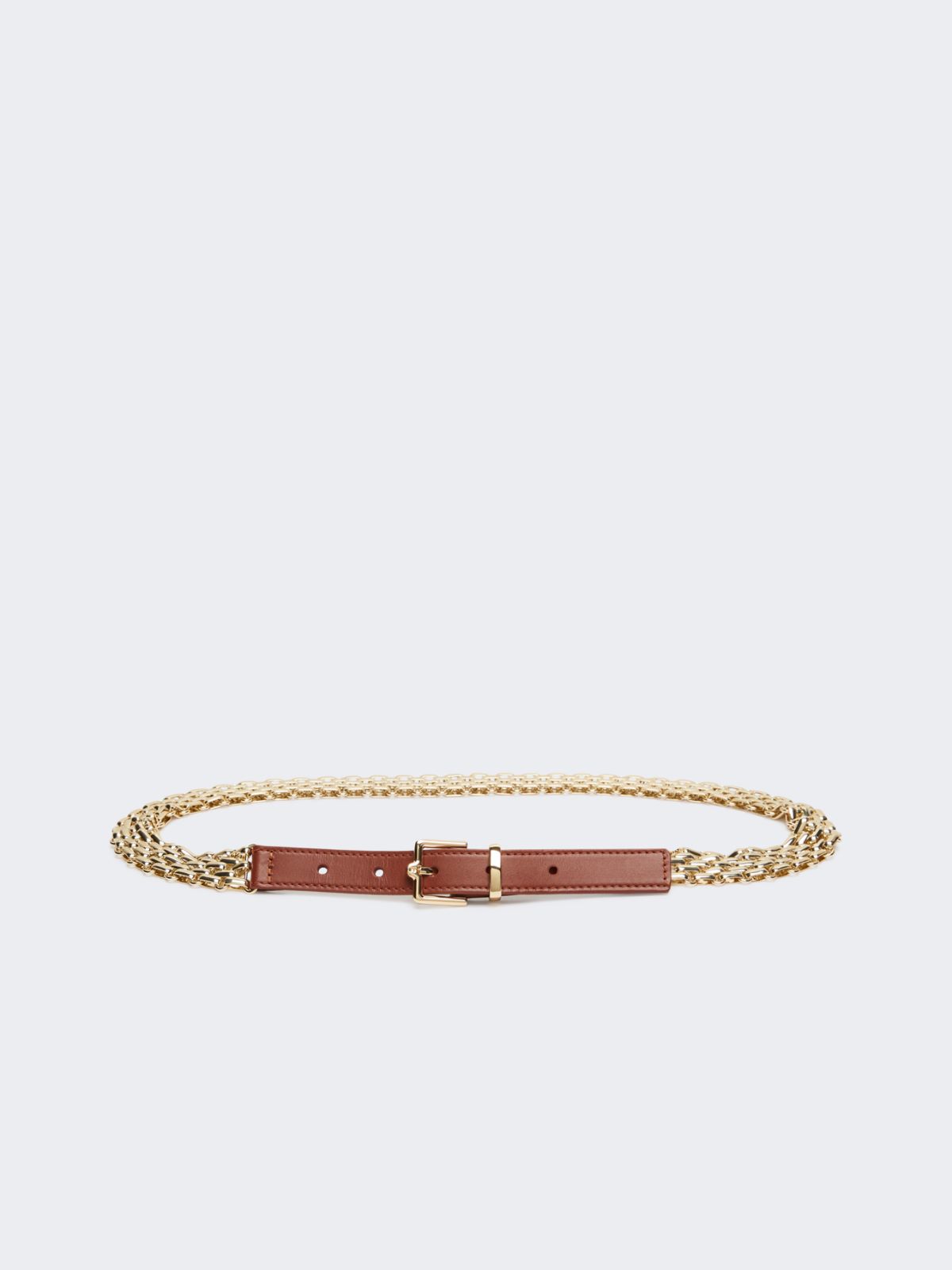 Metallic chain and leather belt - GOLD - Max Mara