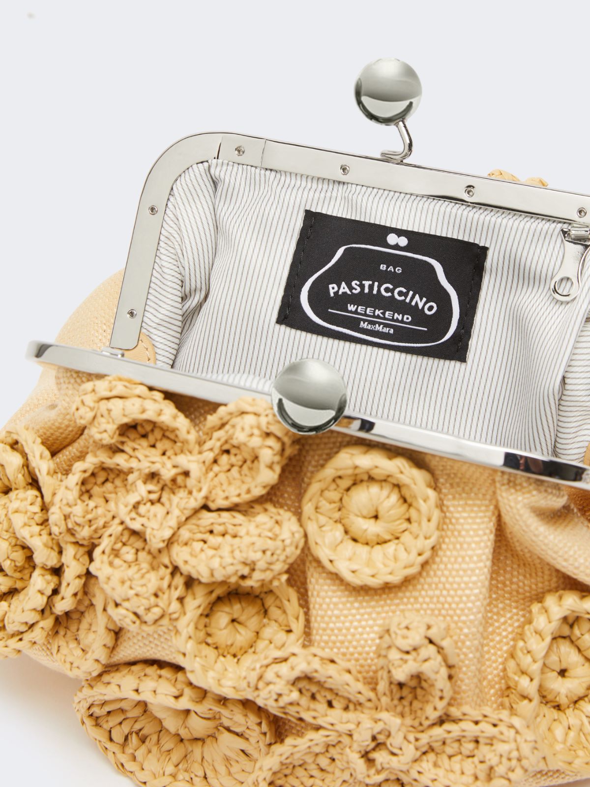 Small raffia-effect Pasticcino Bag with flowers - BEIGE - Max Mara - 5