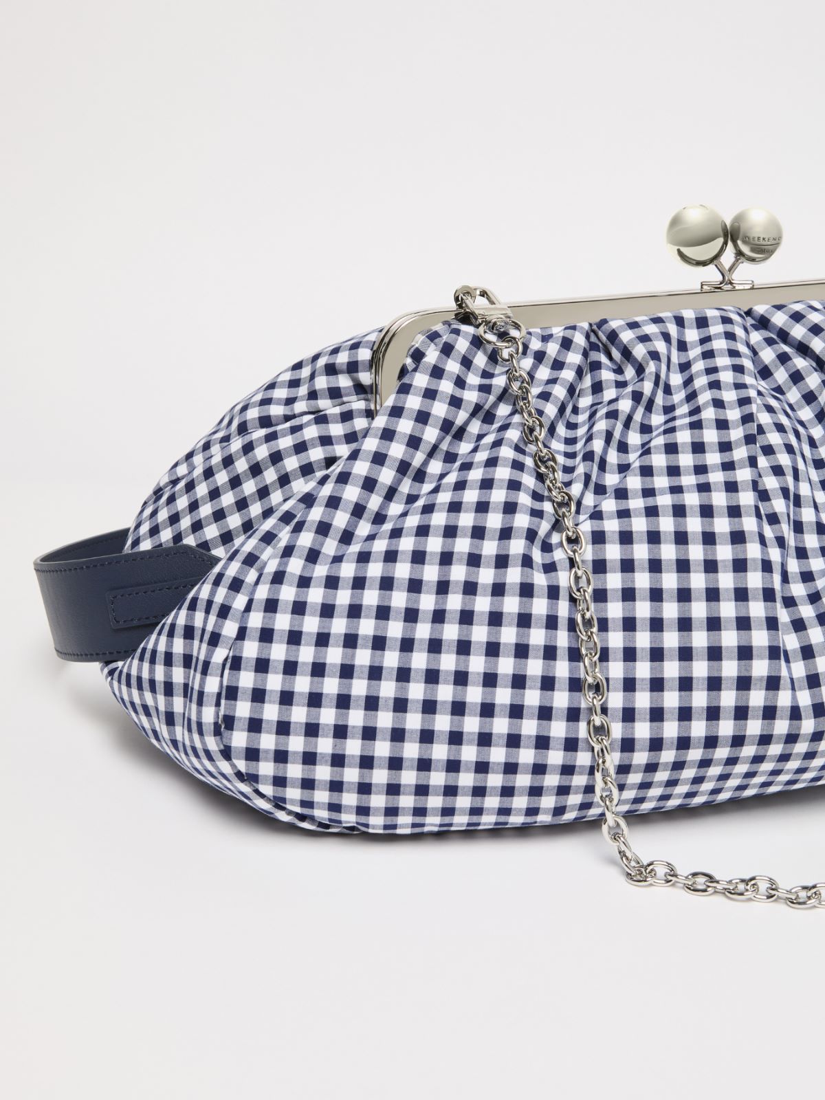 Pochette Pasticcino Bag large en coton vichy - BLEU MARINE - Max Mara - 5