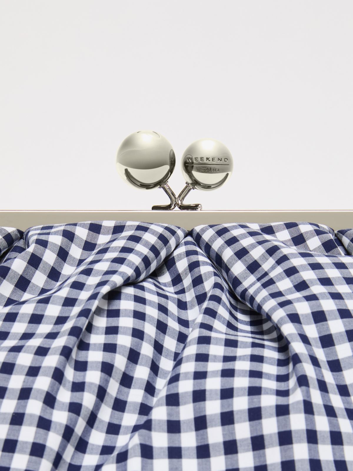 Pochette Pasticcino Bag large en coton vichy - BLEU MARINE - Max Mara - 5