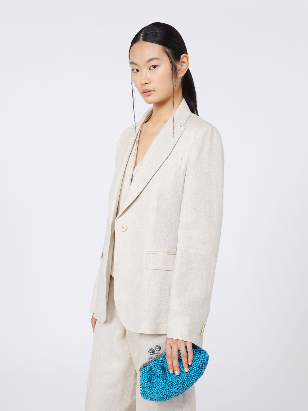 Small Pasticcino Bag with embroidered resin pearls - TURQUOISE