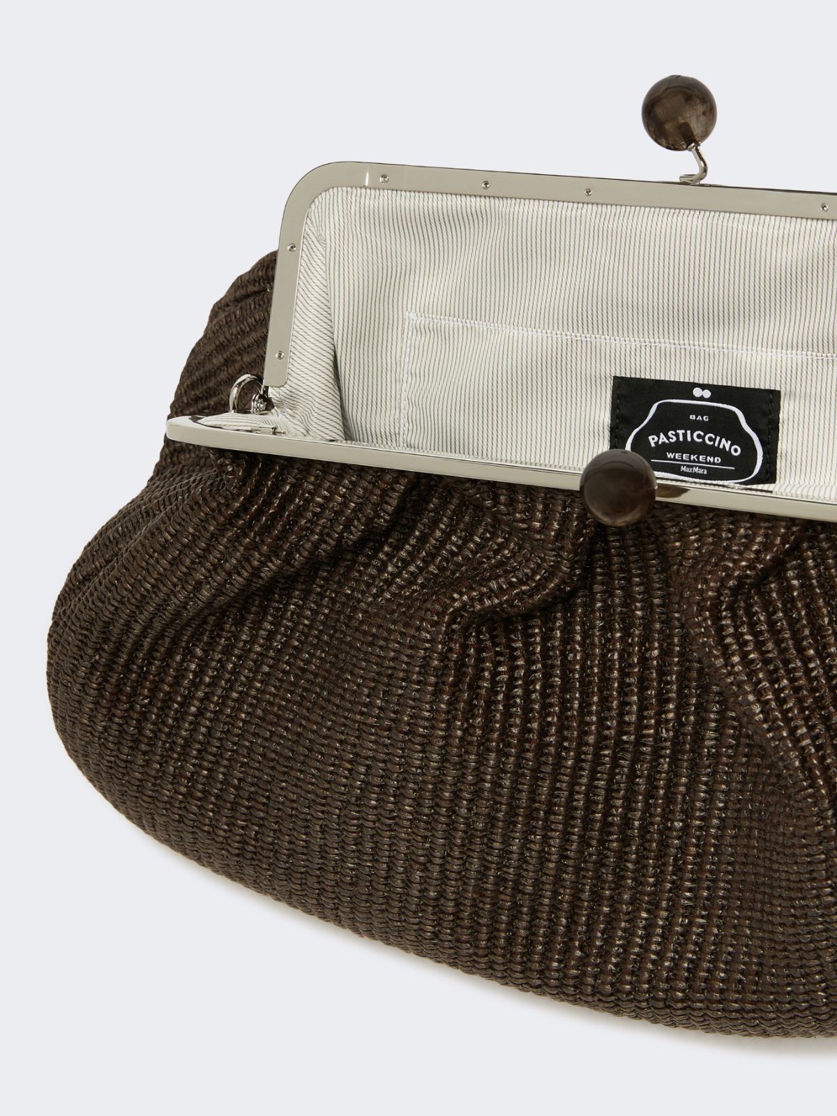 Large raffia-effect Pasticcino bag - DARK BROWN - Max Mara - 5