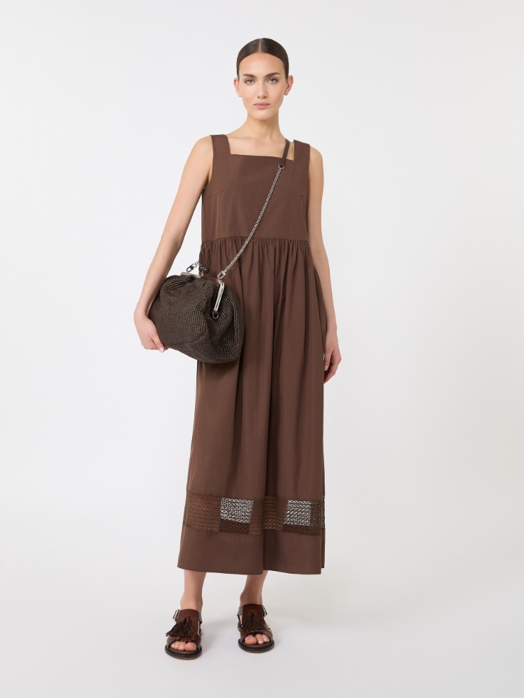 Large raffia-effect Pasticcino bag - DARK BROWN