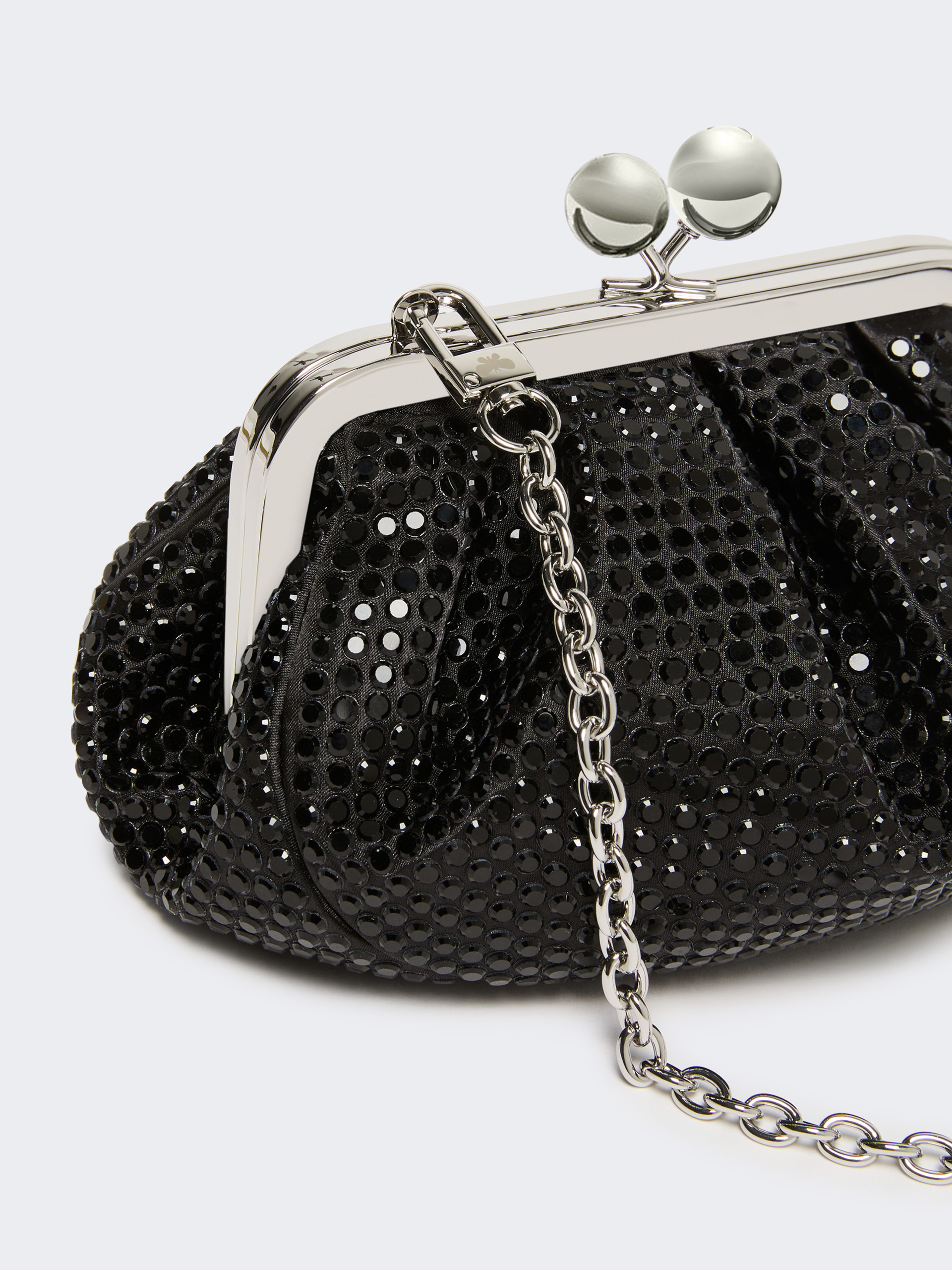 Rhinestone-adorned small satin Pasticcino Bag - DARK GREY - Max Mara - 3