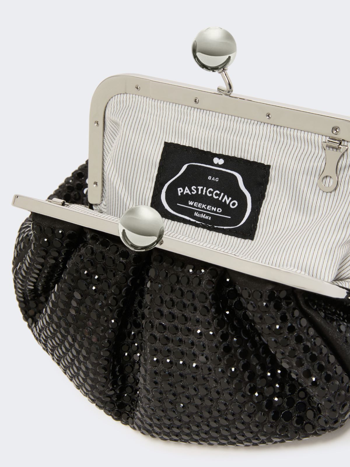 Rhinestone-adorned small satin Pasticcino Bag - DARK GREY - Max Mara - 6