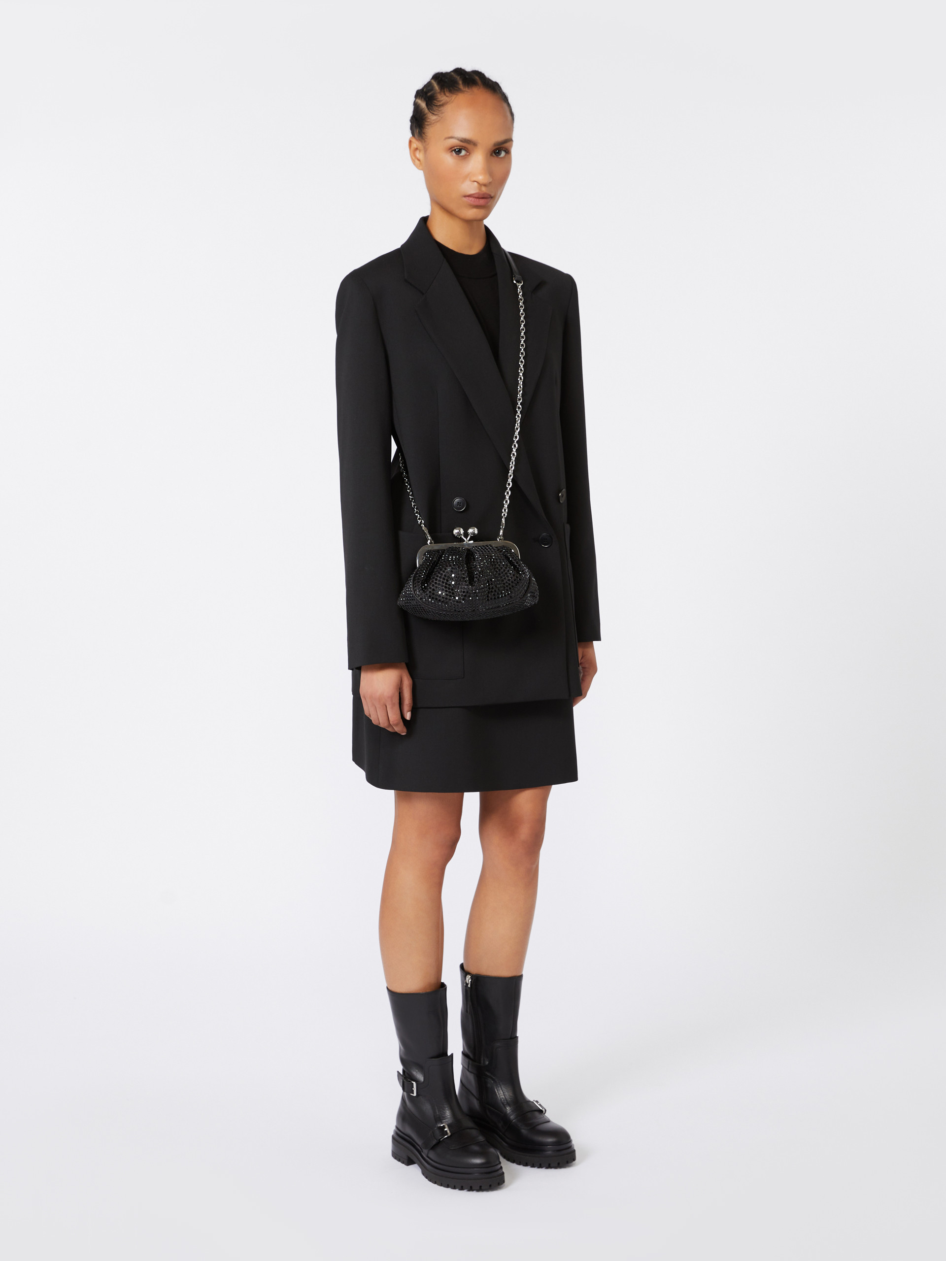 Rhinestone-adorned small satin Pasticcino Bag - DARK GREY - Max Mara - 6