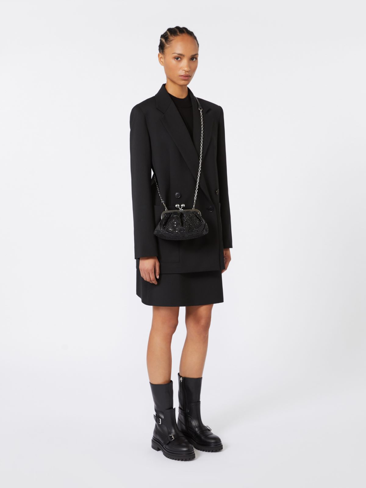 Rhinestone-adorned small satin Pasticcino Bag - DARK GREY - Max Mara - 6