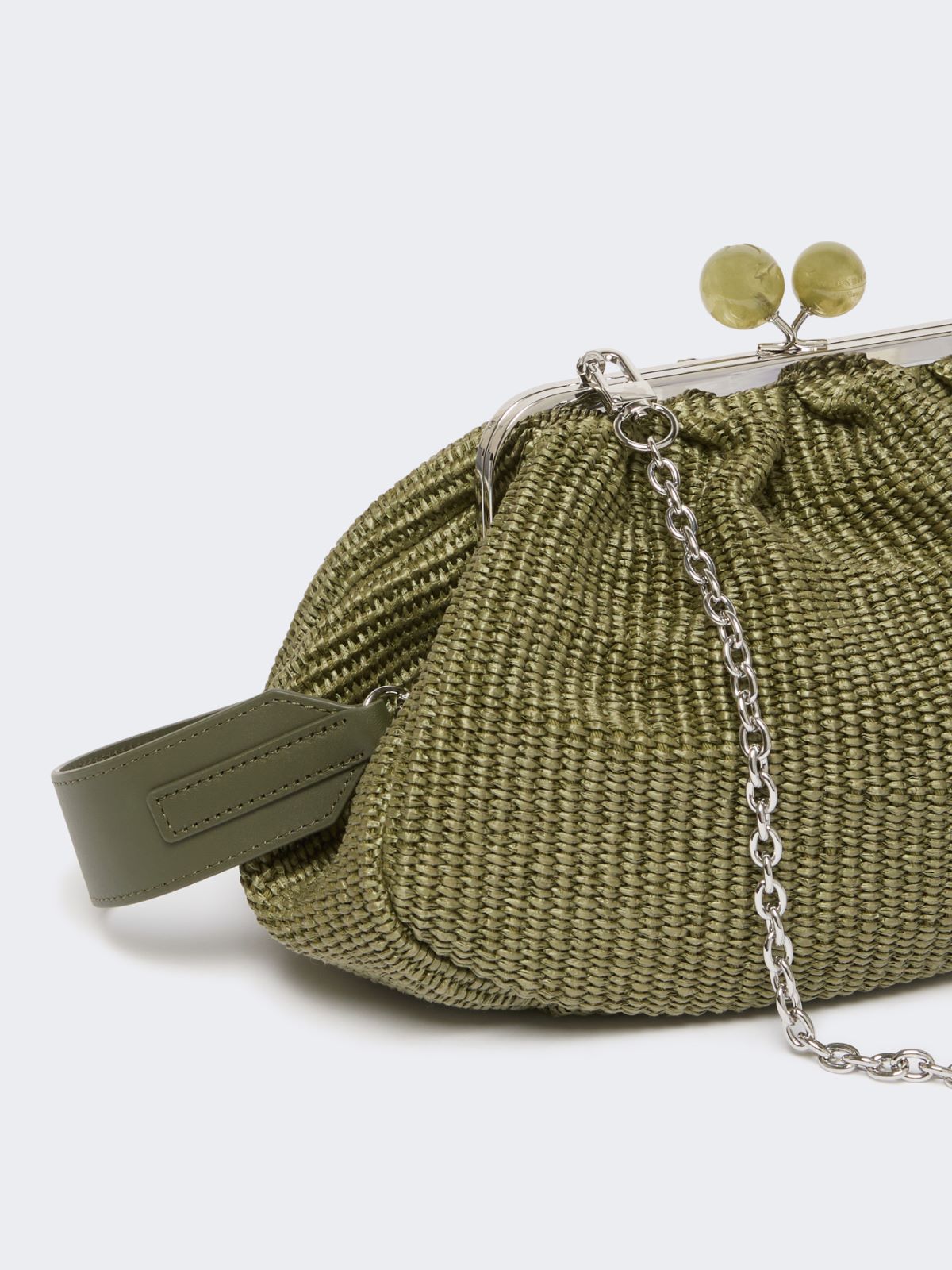 Medium raffia-effect Pasticcino bag - SAGE GREEN - 3
