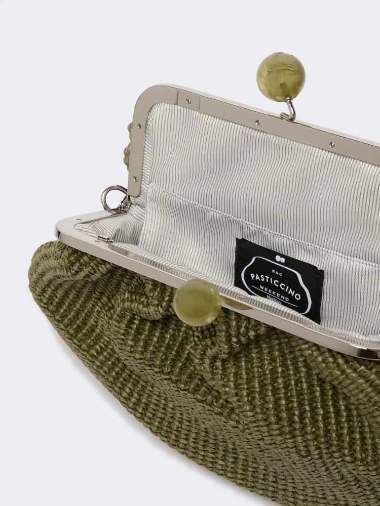 Medium raffia-effect Pasticcino bag - SAGE GREEN - 5