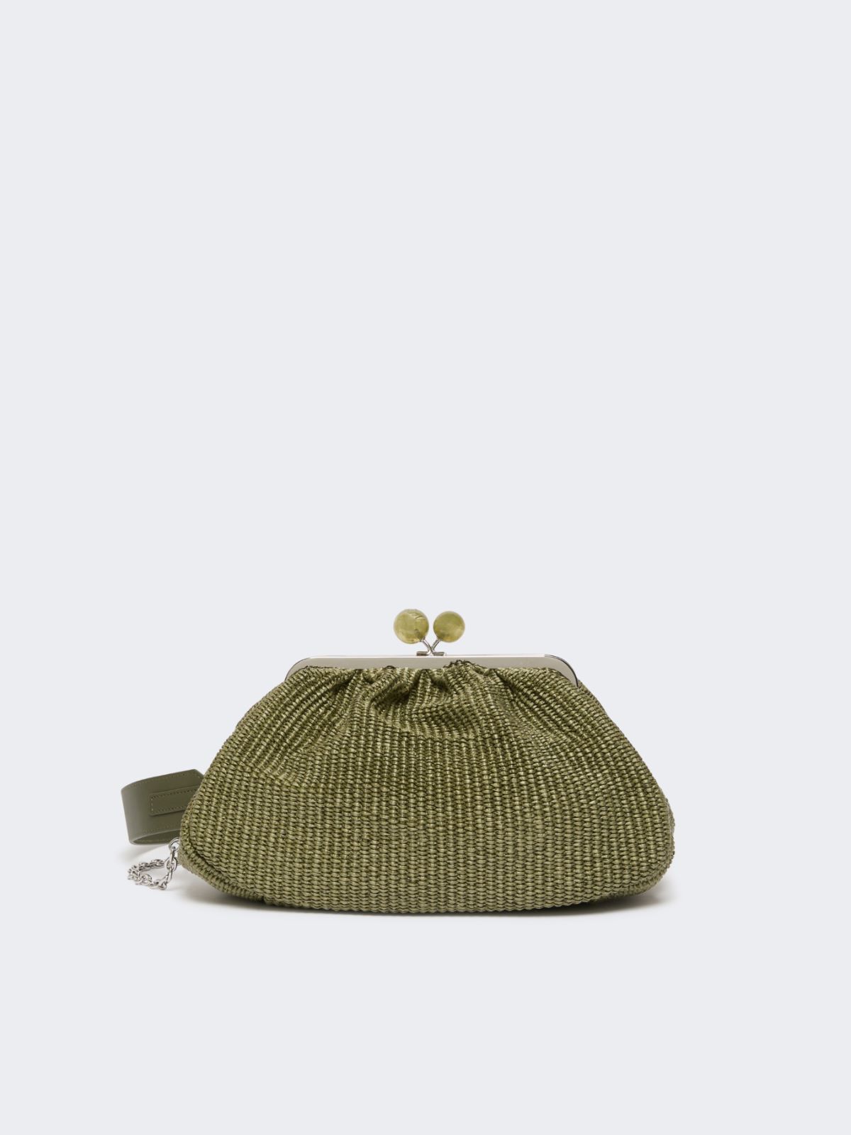 Medium raffia-effect Pasticcino bag - SAGE GREEN