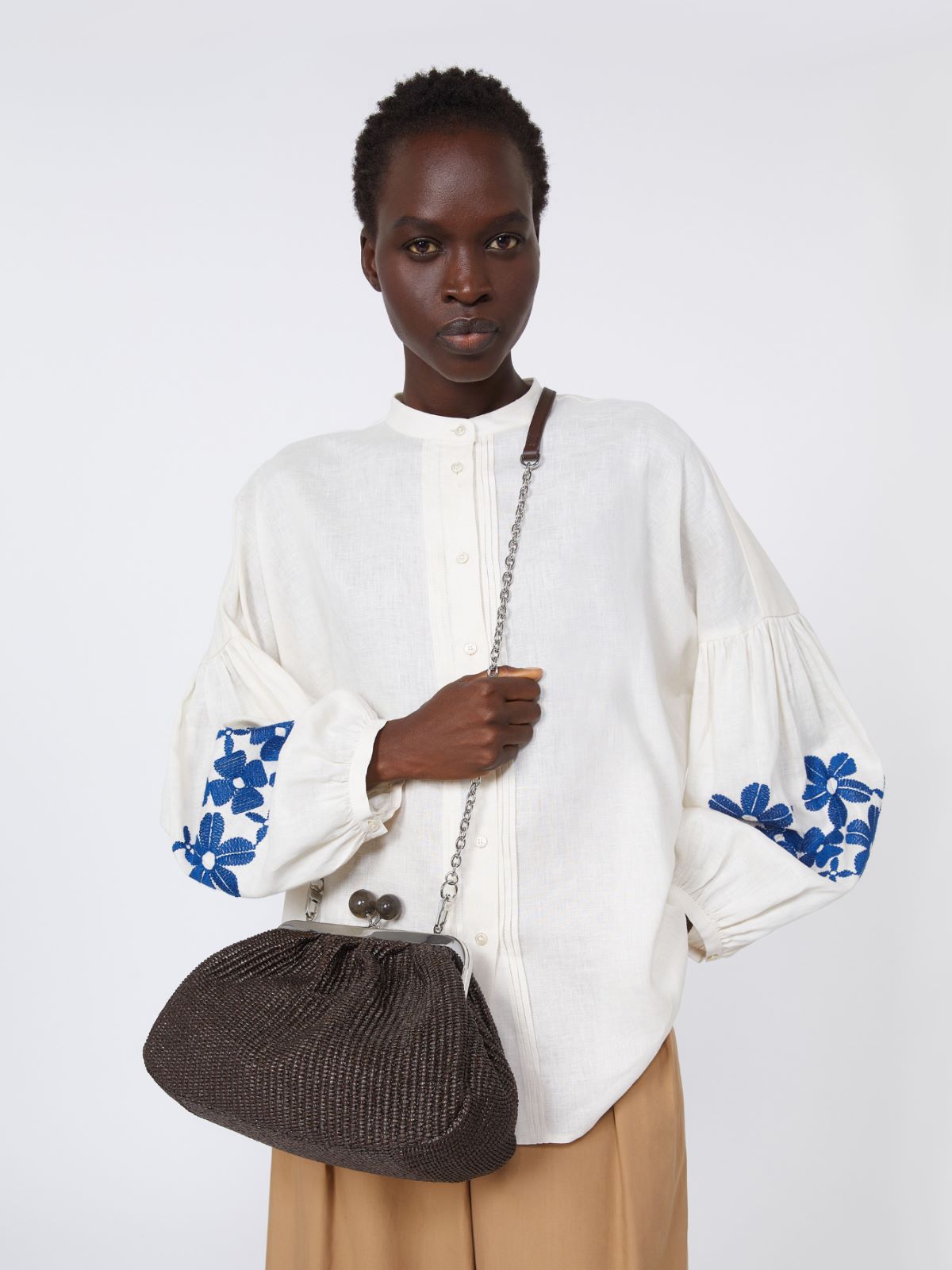 Mittelgroße Pasticcino Bag in Bast-Optik + DUNKELBRAUN - Max Mara