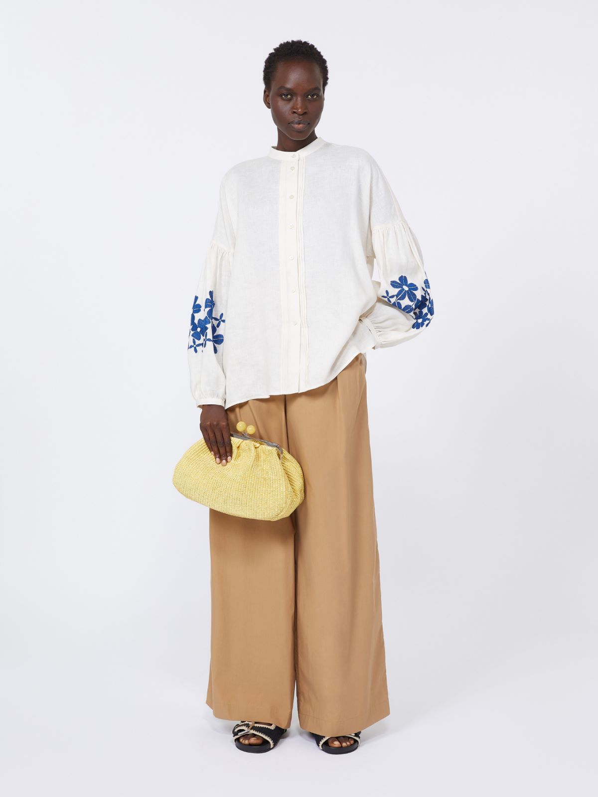 Medium raffia-effect Pasticcino bag - YELLOW