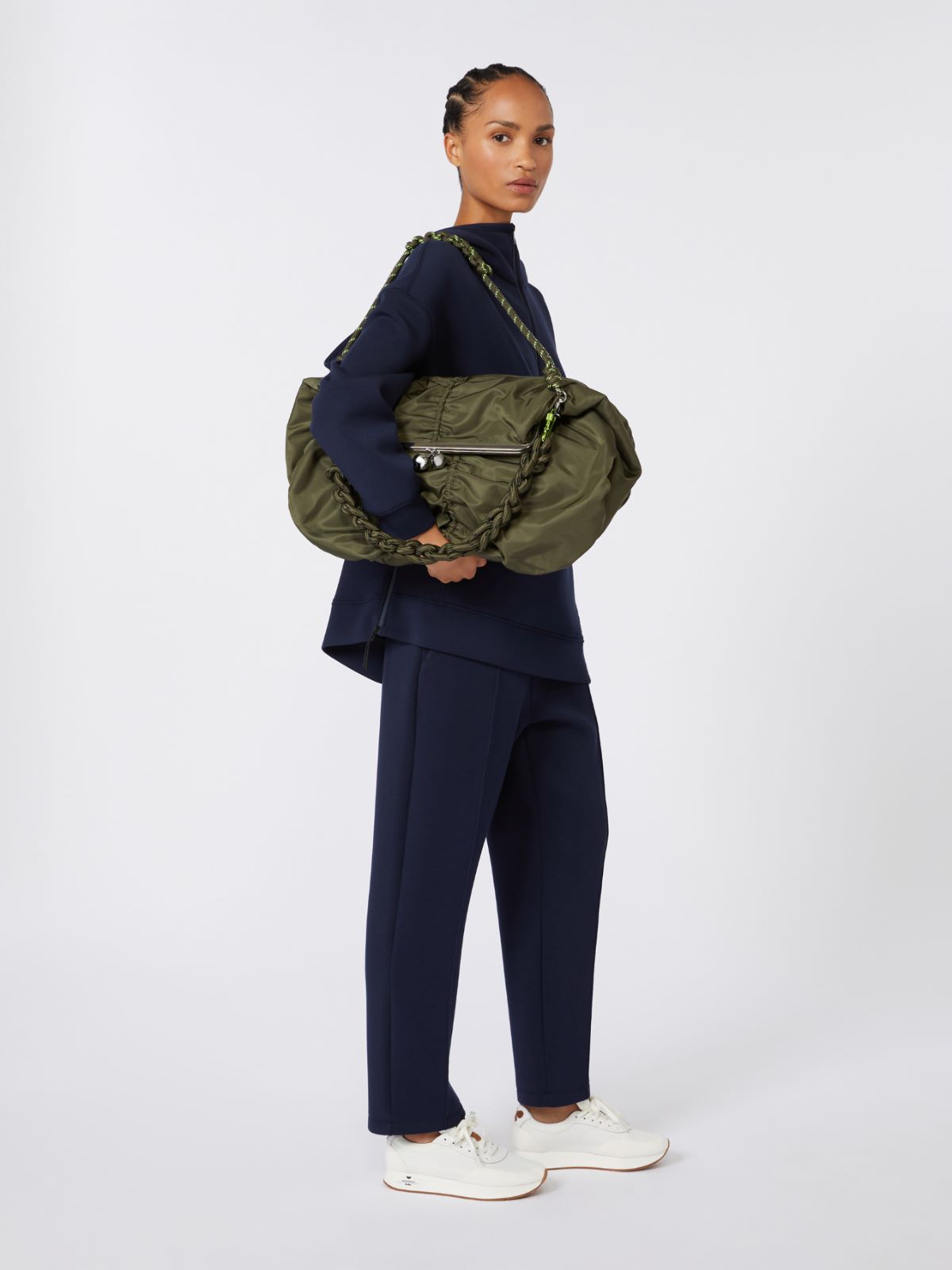 Extra-large technical gabardine Pasticcino Bag - SAGE GREEN - Max Mara - 12