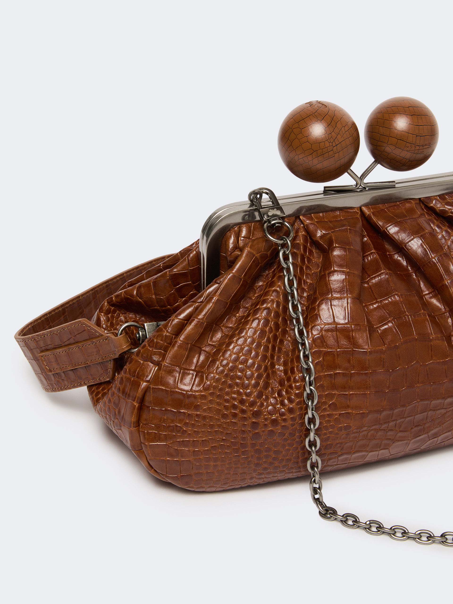 Medium crocodile-print leather Pasticcino Bag - RED BROWN - Max Mara - 3
