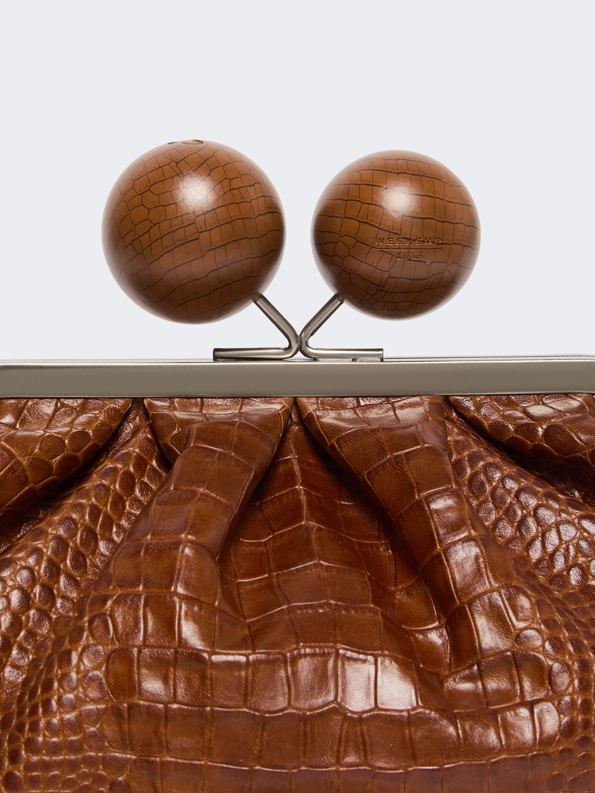 Medium crocodile-print leather Pasticcino Bag - RED BROWN - Max Mara - 4