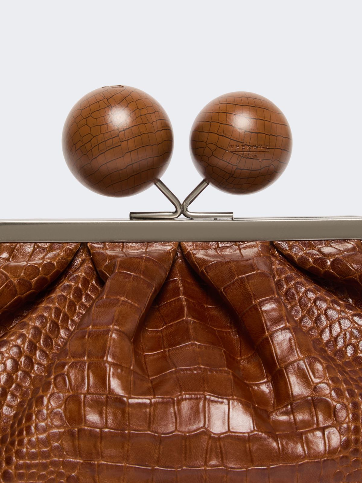 Medium crocodile-print leather Pasticcino Bag - RED BROWN - Max Mara - 6
