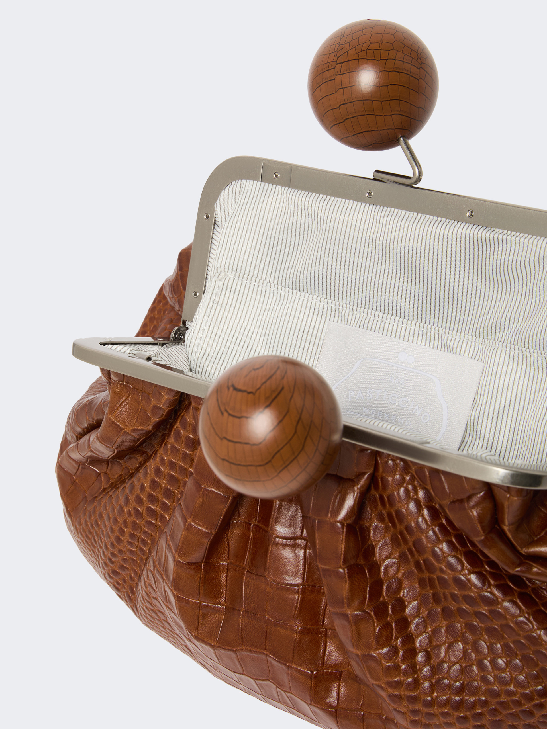 Medium crocodile-print leather Pasticcino Bag - RED BROWN - Max Mara - 5