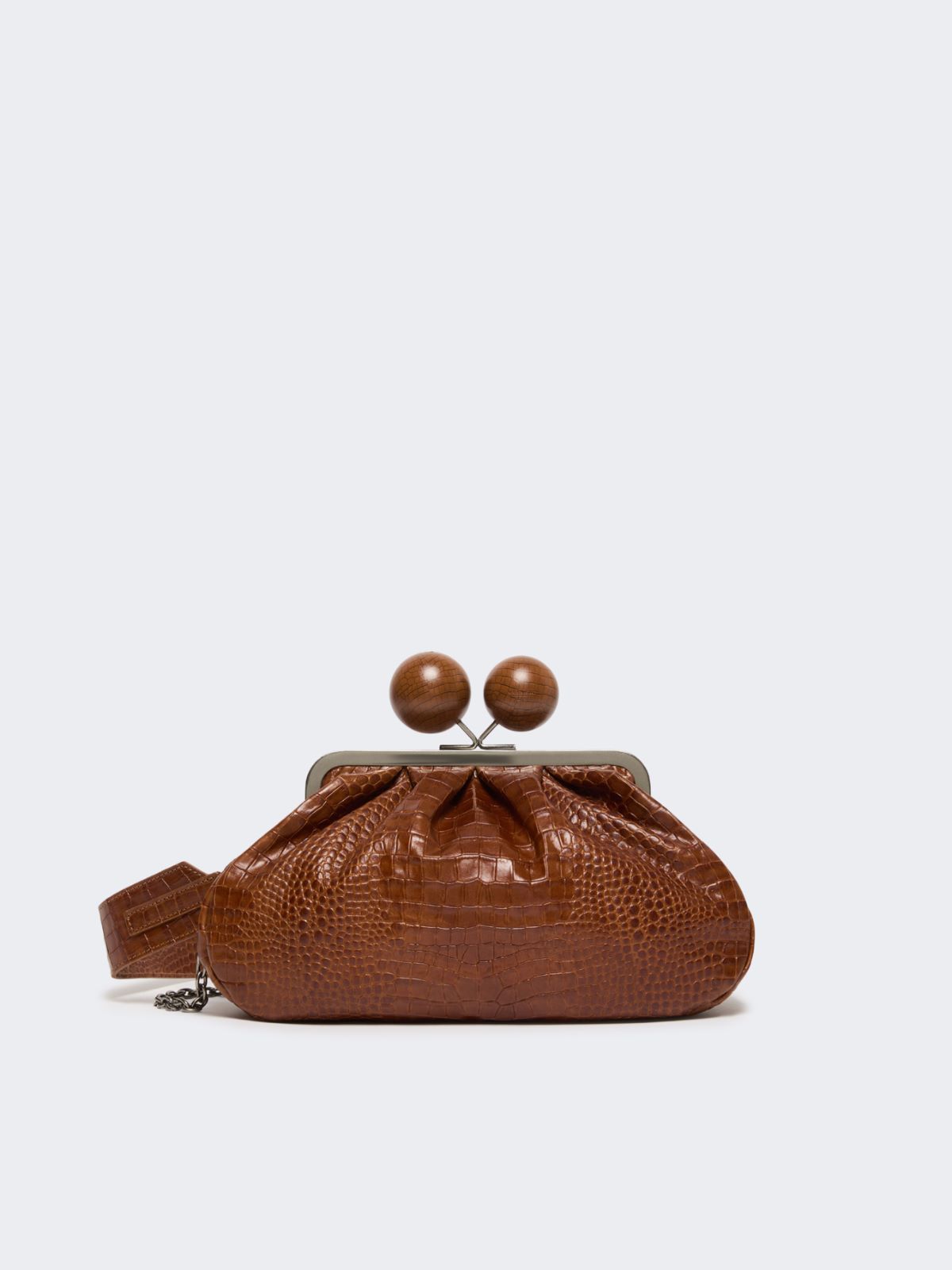 Medium crocodile-print leather Pasticcino Bag - RED BROWN - Max Mara - 6