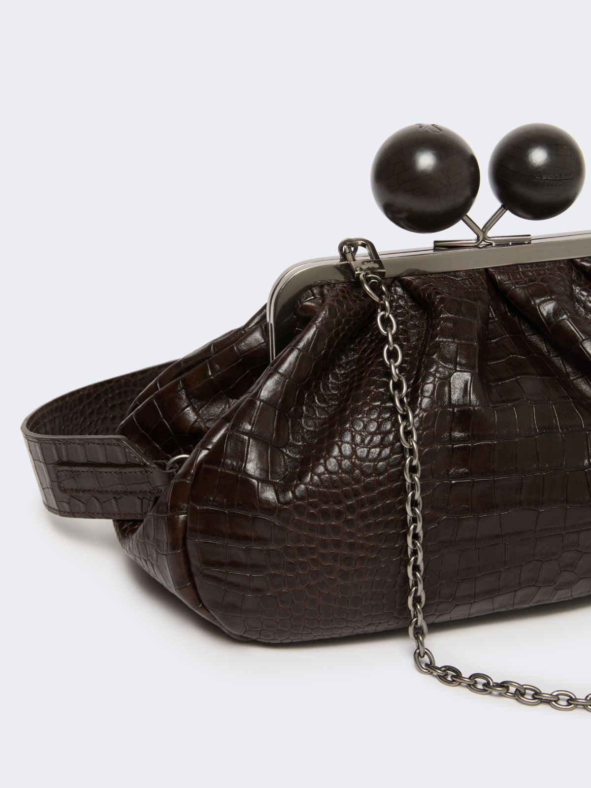Medium crocodile-print leather Pasticcino Bag - DARK BROWN - Max Mara - 6