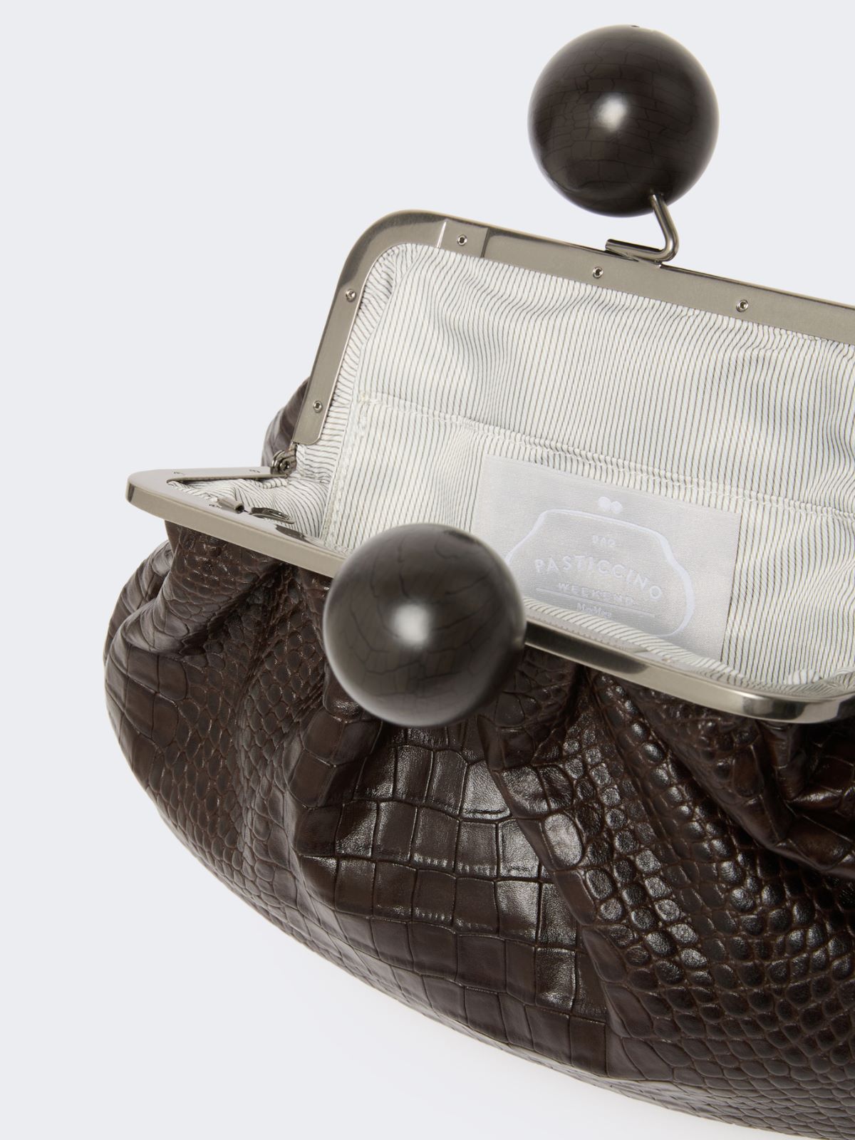 Medium crocodile-print leather Pasticcino Bag - DARK BROWN - Max Mara - 6