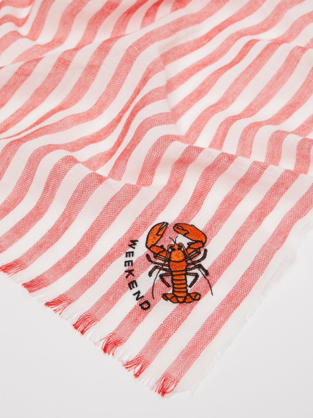 [ペラ] リネン コットン ストール - RED - 3