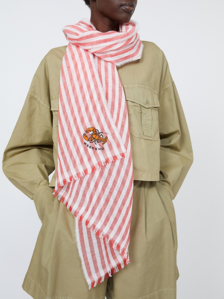 [ペラ] リネン コットン ストール - RED - 4