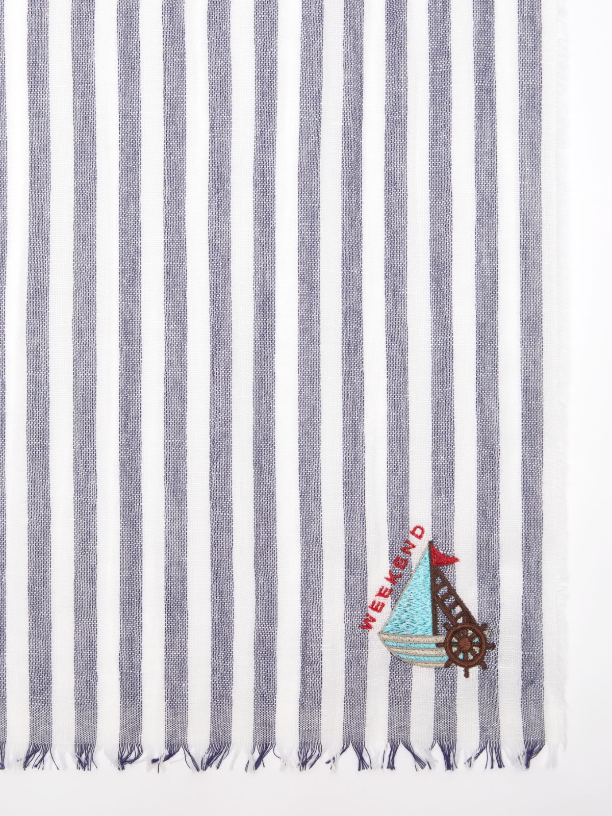 [ペラ] リネン コットン ストール - CORNFLOWER BLUE - 2