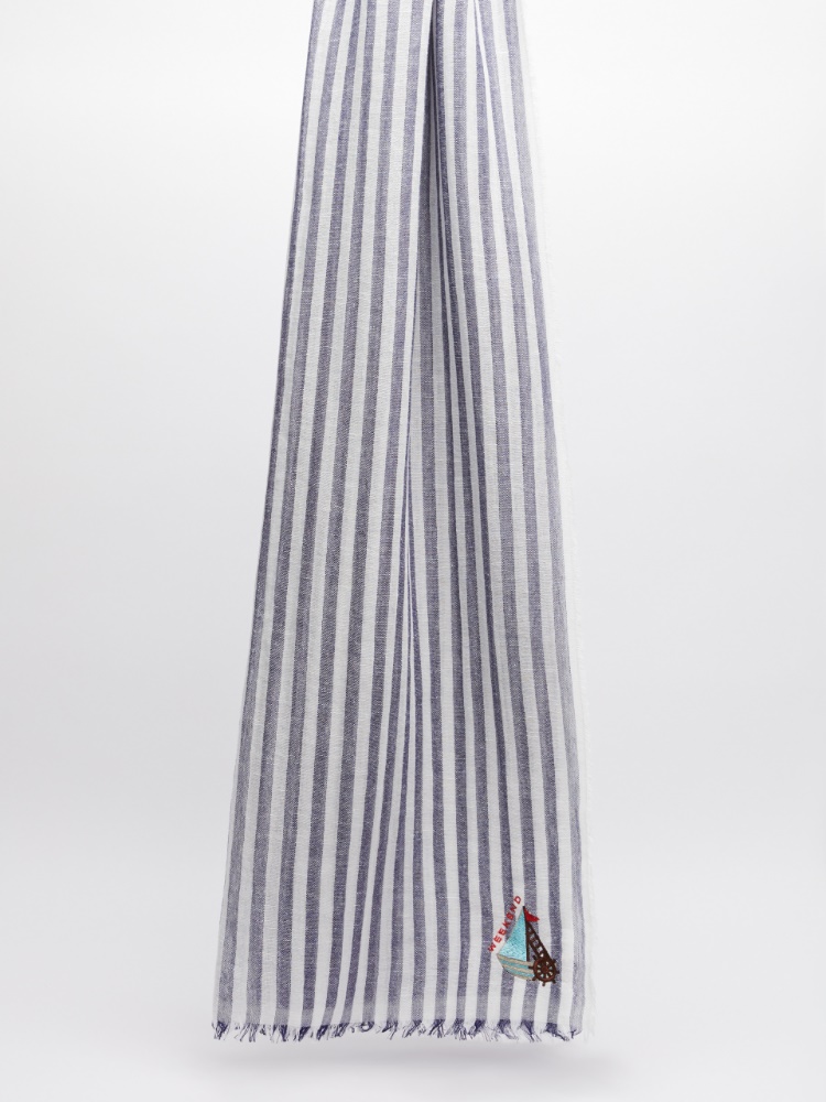 [ペラ] リネン コットン ストール - CORNFLOWER BLUE