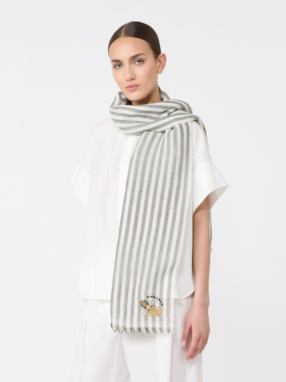 Stole in linen and cotton - KAKI