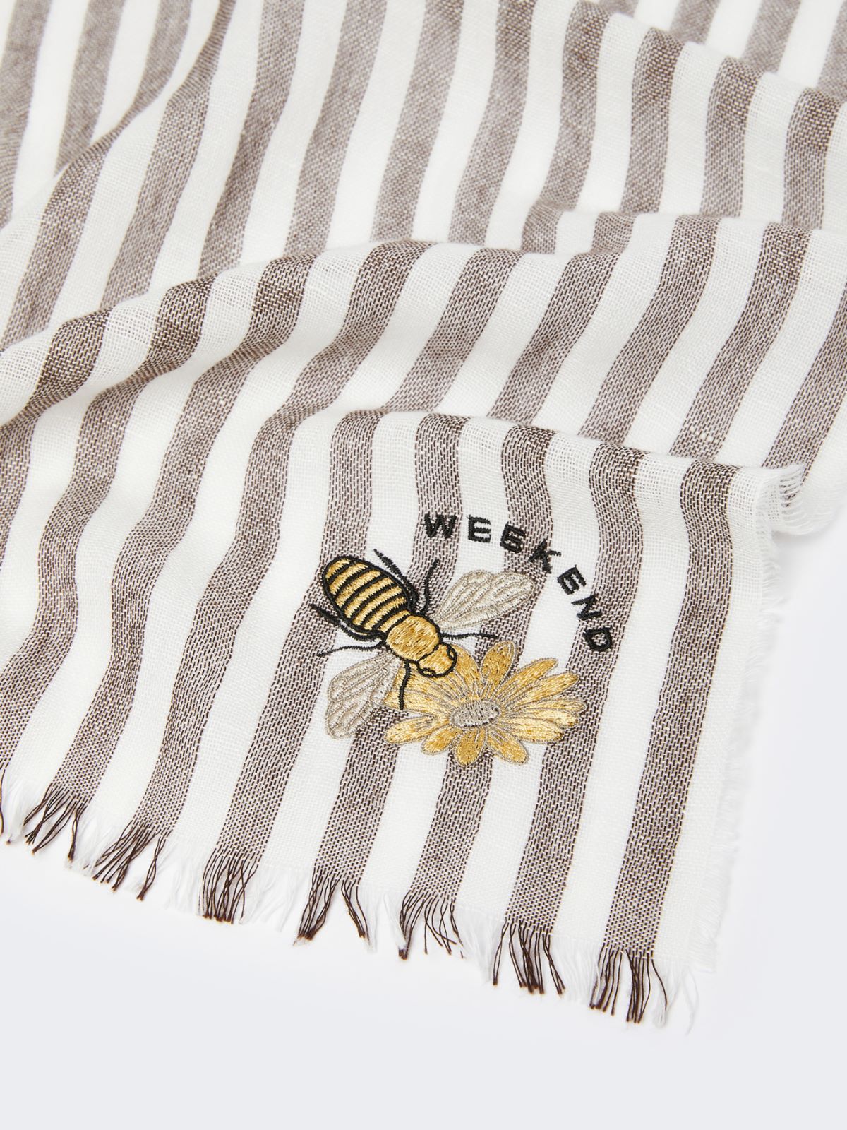 Stole in linen and cotton - DARK BROWN - Max Mara - 6