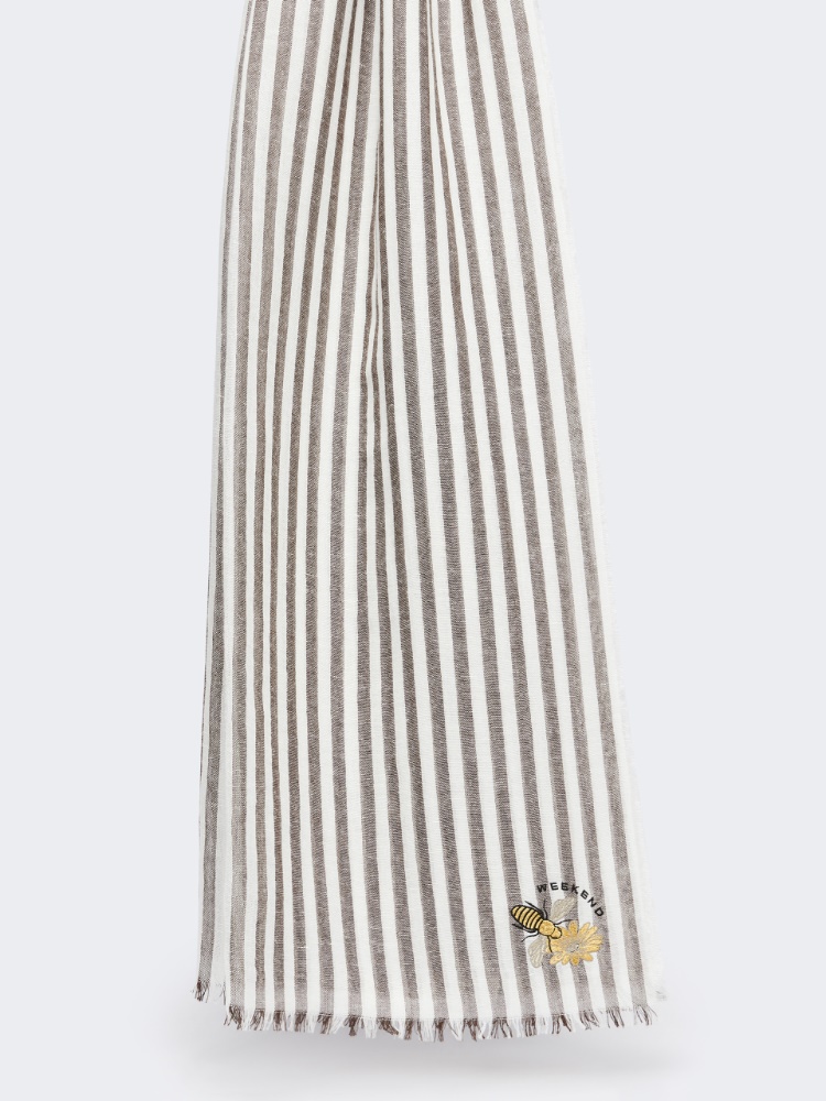 Stole in linen and cotton - DARK BROWN - Max Mara