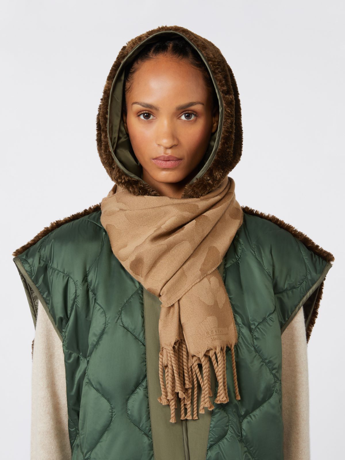 Jacquard wool stole - BEIGE - Max Mara - 9