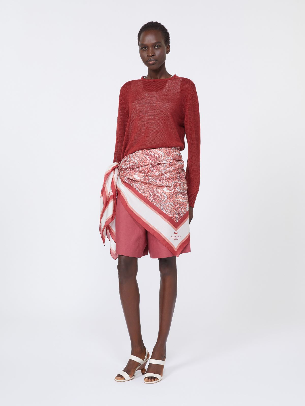 Modal and silk maxi square - SALMON - Max Mara - 4