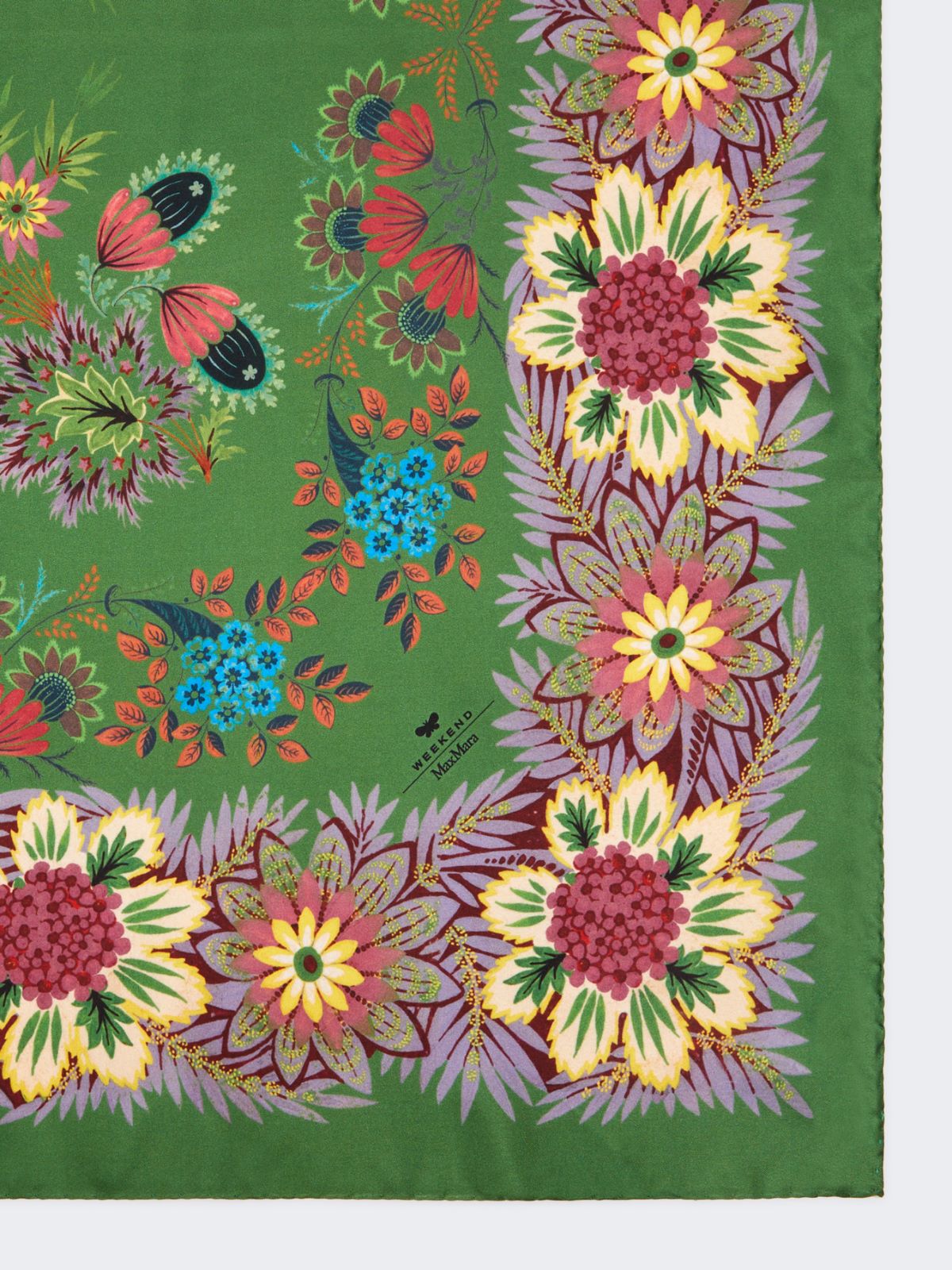 Printed silk twill foulard - GREEN - 2