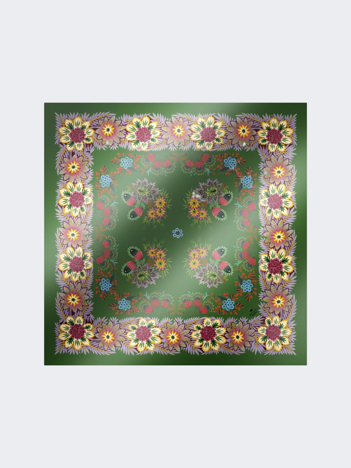 Printed silk twill foulard - GREEN