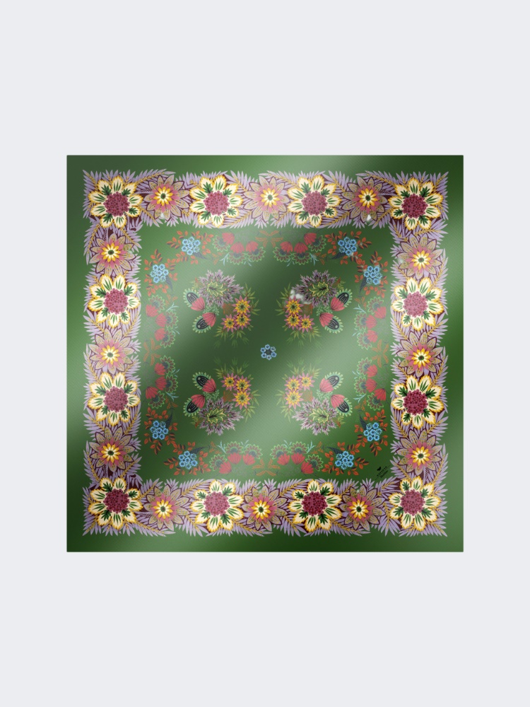 Printed silk twill foulard - GREEN - 1
