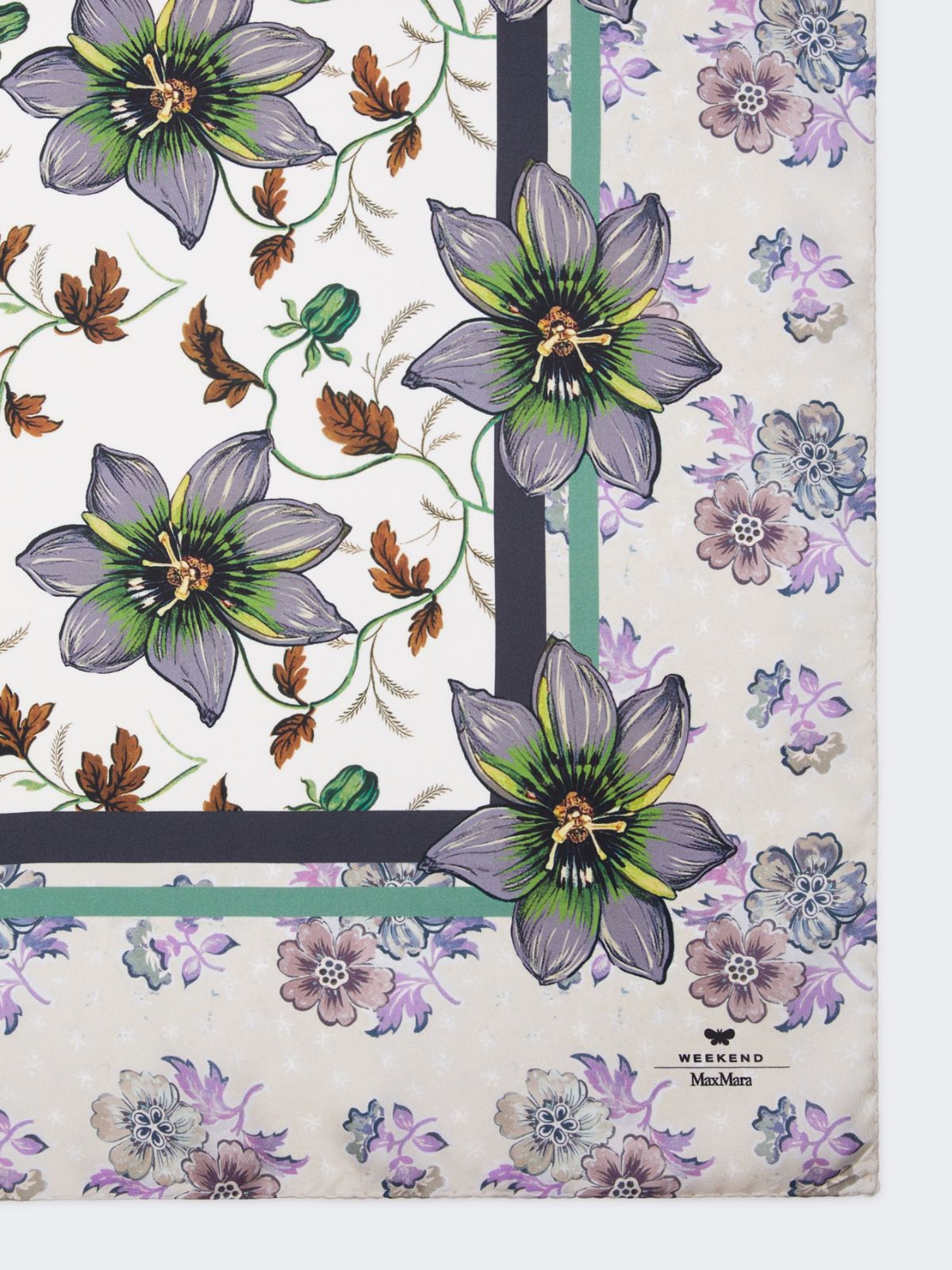 Printed silk twill foulard - IVORY - 2