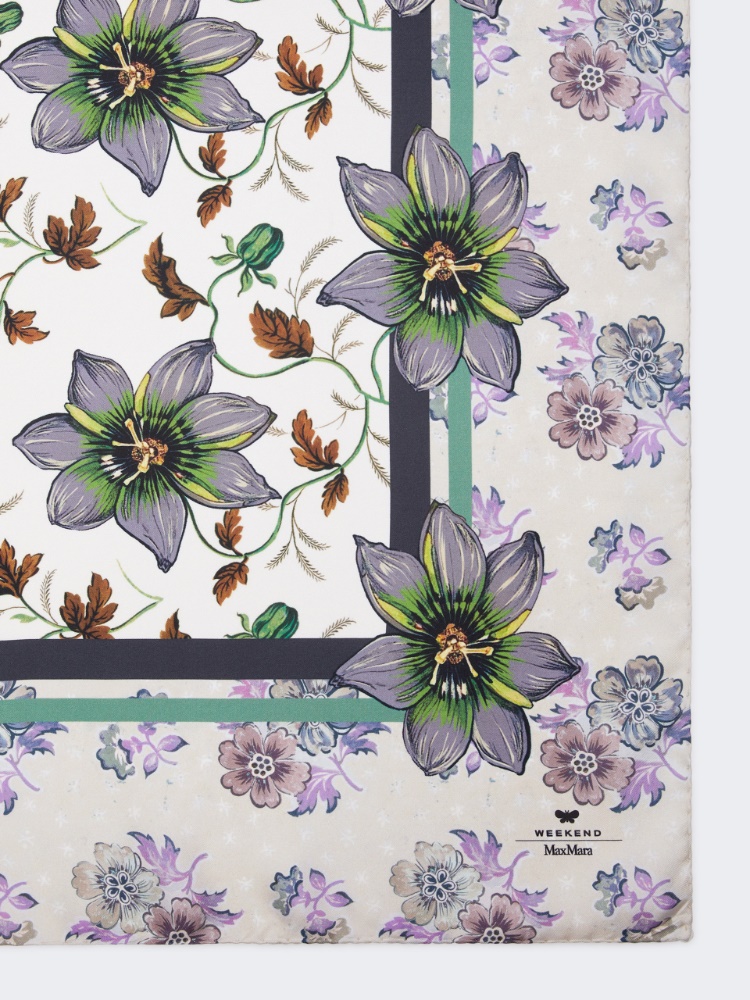 Printed silk twill foulard - IVORY - 2