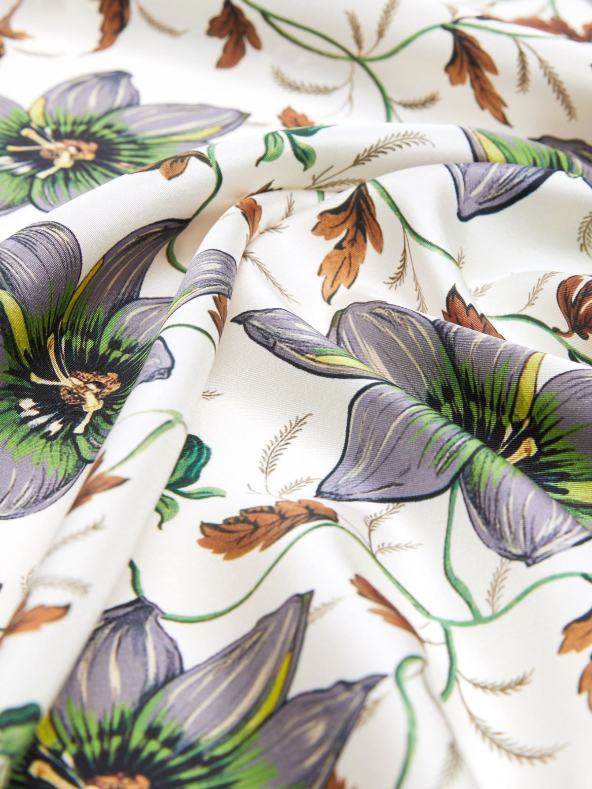 Printed silk twill foulard - IVORY - 3