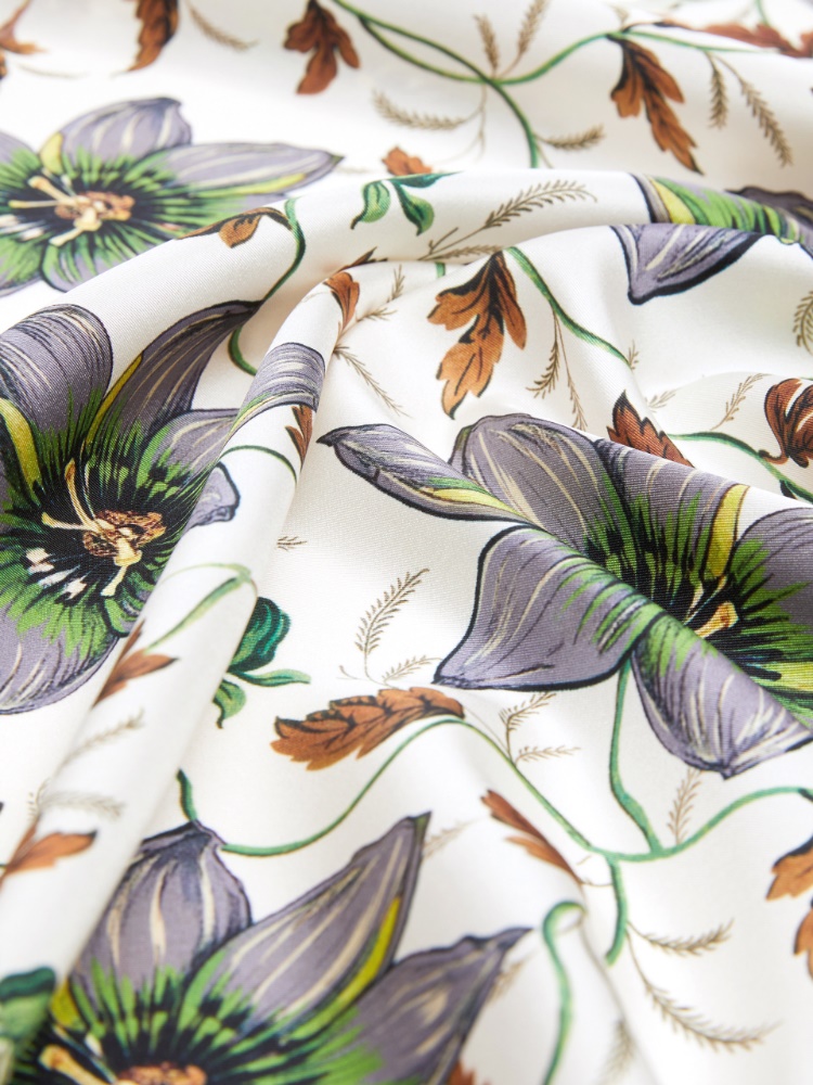 Printed silk twill foulard - IVORY - 3