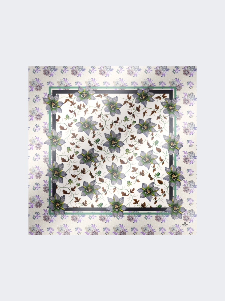 Printed silk twill foulard - IVORY