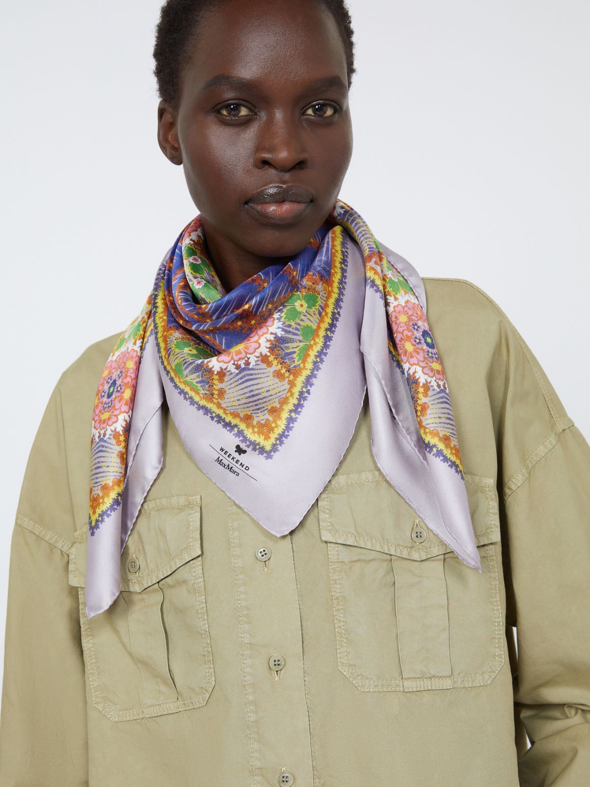 Printed silk twill foulard - LILAC - Max Mara